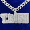 Collana con nome personalizzato con lettera a bolle per uomo Ciondolo personalizzato Baguette con ciondoli ghiacciati Tendenza gioielli di moda Hip Hop 240125