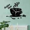 Horloges murales 3D acrylique bricolage horloge murale miroir horloges murales Simple maison numérique autocollant mural décoration muet tasse de café mur horloge à Quartz