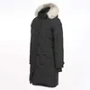 Piumino lungo da donna invernale canadese in vera pelliccia di coyote Kensington Parka in piumino d'oca caldo classico con cappuccio