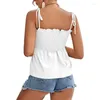 Women's Tanks Spaghetti Straps Tube Tops Layers Ruffle Elastic Chest Wrap Vests Sexy Sweet Caimisole Shirts Open Back Bodycon Corset