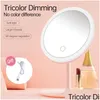 Compact Mirrors Makeup Mirror With Led Light Adjustable Touch Dimmer Vanity Table Cosmetic Smart Eye Protection Fill Drop Delivery H Oteum