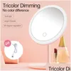 Miroirs compacts Miroir de maquillage avec lumière LED Gradateur tactile réglable Table de vanité Cosmétique Protection des yeux intelligente Remplissage Drop Delivery H Oteum