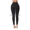 Jeans Femmes Femmes Slim Skinny Solid Denim Pantalon Taille Haute Plissée Créateur De Mode Sexy Hip Hop Clubwear 2XL Drop Livraison Appare Dhe5X