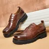 Real Mens Casual Business Quality Reteo hecho a mano cuero genuino 2023 verde Oxfords zapatos formales sociales hombre