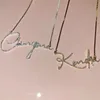 Collier avec pendentif en diamant personnalisé pour femmes, collier avec nom personnalisé, en acier inoxydable, plaque signalétique en cristal doré, bijoux scintillants, 240119