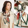 Scarves Stylish Horse Printed Long Scarf Simulated Silk Satin Streamer Business Double-layer Silky Neck Slender Hair Band
