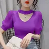 Women's Sweaters Korean Sweater Women Clothes Puff Sleeve Elegant Ladies Knit Tops Fashion Y2K Halter 2024 Fall V Neck Woman Pullover