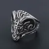 Vintage Gothic Sheep Goat Head Ring for Men Cool Animal 14K White Gold Ring Fashion Male Punk Biker Rings Jewelry