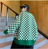 Men's Sweaters Cardigans Checkerboard Plaid Sweater Sports Casual Loose Cardigan Autumn Winter Single-breasted Long Sleeves Jacket Tops