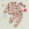 Set di abbigliamento Principessa floreale Neonata Set di vestiti Carino manica lunga Girocollo Felpa Top Pantaloni Arco Fascia 3 pezzi Abiti per neonati