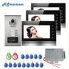 Wired Home 7inch Color Monitors Apartment Video Door Phone RFID HID Card Audio Visual Intercom System 240123