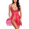 Set sexy Lingerie sexy Donna Crotchless Sleepwear Pigiama Abito da notte in pizzo Biancheria intima femminile esotica Camicia da notte G-String Costumi erotici