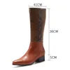 Knee High Men with Heels Autumn Genuine Leather Fashion Snake Pattern Winter Warm Shoes for Male Brown Boots Zipper