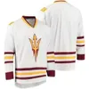 Custom Men's Arizona State Sun Devils College 12 Dylan Hollman 35 Joey Daccord Maroon Red Any Name Number Hockey Jerseys Size S-X 71