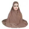Etnische kleding Ramadan Eid Moslimvrouwen Instant Hijab Effen Tulband Islamitische Khimar Gebed Headwraps Arabische Sjaal Midden-Oosten Een Stuk