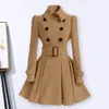 SXXL Mode Klassische Winter Dicken Mantel Europa Gürtel Schnalle Trenchcoats Zweireiher Oberbekleidung Casual Damen Kleid 240122