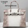 Sac à main en cuir véritable Cavendi Himalayan White Bag fait à la main haut de gamme en peau de crocodile pour femme