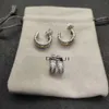 Vintage-Ohrring Davids Yurmas Jewelry Dy High-End Beliebte 11,4 mm Silber-Diamant-Halbring-Ohrringe mit 15,6 mm Farbtrennungs-Halbring-Ohrringen