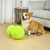 Leksaker hoopet 24 cm jätte tennisboll för hund tugga leksak husdjur hund interaktiva leksaker stora uppblåsbara tennisboll husdjur leveranser utomhus hund leksak