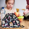 Dinnerware 2 Pcs Bento Bag Travel Tote Reusable Lunch Cool Cotton Wear-resist Drawstring Storage Kids