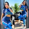 Designer Women's Spring Festival Sports Suit Sim Fashion Women's Print Short Ssleeve Two-Piece Set 2 Colors Storlek S-2XL J2948