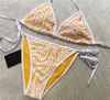 Diseñador de trajes de baño Bikini Traje de baño Mujeres Sexy Bikini de lujo Traje de baño Damas Sin respaldo Carta dividida Multicolores Horario de verano Playa Traje de baño