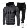 Chándales para hombres Corea Hombres Chaqueta Chándal Traje deportivo casual Conjunto para hombres 2023 Otoño Invierno Conjunto de dos piezas Ropa deportiva para hombre Plus Pantalones Traje T240124