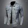 Men's Jackets Denim Jacket Light Blue Ripped European And American Fashion Casual Simple