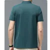 Polos pour hommes Polo T-shirt d'été rayé en soie glacée à manches courtes pull commercial décontracté bouton imprimé mode surdimensionné hauts