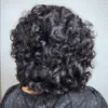 Mogolian Afro Rose Curly Funmi Wigs With Bang Short Bouncy Curly Bob Wig With Bang Rose Curly No Full Lace Simulation Human Hair Wig For Black Women