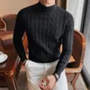 Autumn Winter Turtleneck Fashion Simple Slim Sweater Men Clothing High Collar Casual Pullovers Knit Shirt Plus size S-3XL 240124