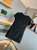 Womens Dress European Fashion brand Black round neck short sleeved glitter denim mini dress