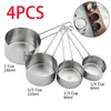 測定ツール4PCSカップスプーンステンレス鋼調理ベーキング乾燥液60/80/125/250mlセット