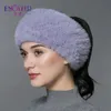 ENJOYFUR hiver fourrure bandeaux pour femmes tricoté naturel vison fourrure tête plus chaud femmes fourrure chapeaux mode fourrure foulards 240122