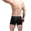 Calzoncillos U Polla Bolsa Suave Hielo Seda Hombres Boxer Ropa interior Sissy Una pieza Luz brillante Lencería gay Bragas