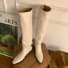 Dress Shoes Hot Girls Knee- High Boots Slip On Simple Pleated Microfiber Winter Botas Big Girth Spring Autumn Modern Woman Boots Size 43L231228