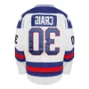 Maillots de hockey de l'équipe américaine vintage 1980 21 Mike Eruzione 30 Jim Craig 17 Jack Ocallahan Numéro de nom à double couture EN STOCK 26