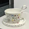 Taza de café de cerámica con diseño de nicho y lujo ligero INS, juego creativo de taza de té y salsa para la tarde, 240125