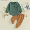 Kleidungssets Lioraitiin 6M-4Y Kleinkind Baby Boy Kleidung Solide Langarm Sweatshirt Pullover Top Jogger Hose Herbst Sweatsuit Outfit