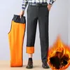 Mäns Winter Pants Classic Super Warm Thick Pants Cashmere Trousers Fleece Warm Male Outdoors Pants Plus Size G02 240122