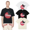 24SS Designer Fashion Brand Rhude T-shirt Micro Label Black Pigeon Letter Printing Kort hylsa för män och kvinnor High Street Loose Half 56RJ