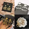 18K Plaqué Or Marque Designer Boucles D'oreilles Double Lettres Stud Boucle D'oreille Géométrique Célèbre Femmes Cristal Strass Perle Boucle D'oreille De Mariage