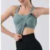 Lu-44 Haut de yoga pour femmes, débardeur court sans manches avec soutien-gorge rembourré, coupe cintrée, gilet d'entraînement, de course, de Sport athlétique, solide, exercice de Fitness Gy 34