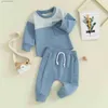 Ensembles de vêtements enfants bébé garçons automne tenues nouveau-né décontracté contraste couleur vêtements ensemble à manches longues sweat et pantalon ensemble costumes pour tout-petits