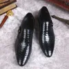 Italiaanse heren zakelijke loafers echt leer merk handgemaakte comfortabele krokodil patroon man bruiloft sociale kleding schoenen