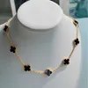 Designer Van Cl-Ap Fanjia High Edition 10 Flower Lucky Four Leaf Grass Ten Necklace V Gold Thicked Plating 18K Rose Natural Black Agate