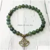 Perlé Mg0482 6 mm Rhodonite Hamsa Charm Bracelet Haute Qualité Mousse Agates Énergie Naturel Vert Aventurine Femmes Bijoux Drop Livraison Dhk3B