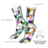 Men's Socks Men Bike Colored Abstract Square Cotton Funny Grey Geometry Woman