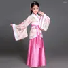 Сценическая одежда Hanfu, детский китайский костюм 2024, детские платья с цветочным узором для девочек, традиционное женское платье феи для танцев для взрослых