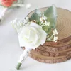 Decorative Flowers Wedding Simulated Corsage Groom Bride Simulation Flower Brooch Witness Marriage Accessories Pins Men Boutonniere Corsages